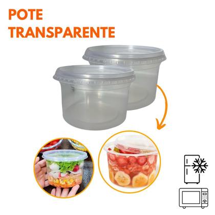 Imagem de Kit 24 Pote Descartável Redondo Tampa Transparente 1000Ml