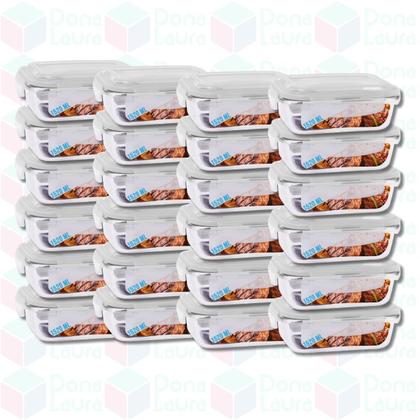 Imagem de Kit 24 Potes Herméticos de Vidro 1520ML c/ Tampa 4 Travas Assados