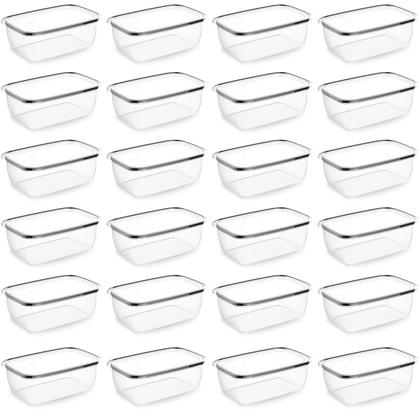 Imagem de Kit 24 Potes Plásticos Retangular Com Tampa, Jogo Pote Bpa Free. Conjunto Potinhos Fitness