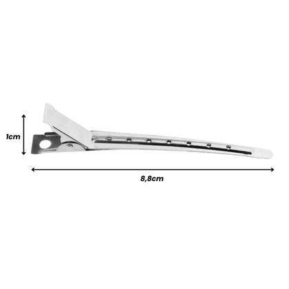 Imagem de Kit 24 Presilhas Grampos Clips Bico de Pato Metal Aço Inox Presilha Jacaré Penteado Cabeleireiro Salão