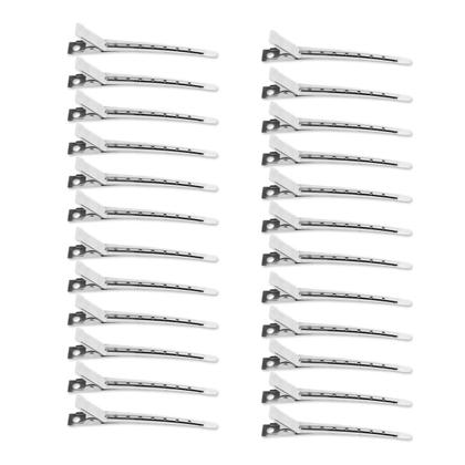 Imagem de Kit 24 Presilhas Grampos Clips Bico de Pato Metal Aço Inox Presilha Jacaré Penteado Cabeleireiro Salão