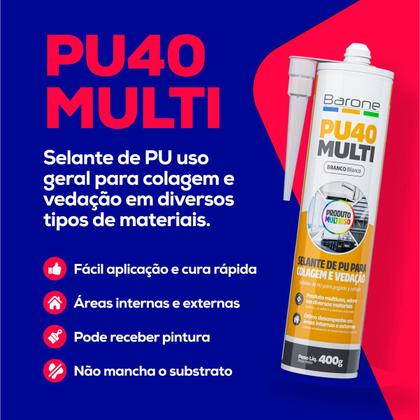 Imagem de Kit 24 Pu 40 Selante Silicone Cola Tudo Multiuso Barone 400g