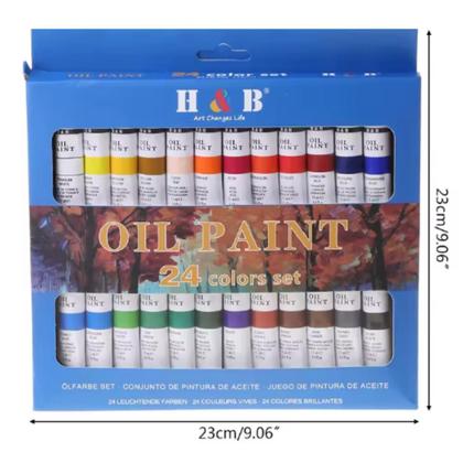 Imagem de Kit 24 Tintas Óleo Pintura Tela Bisnaga 12Ml Arte Artista