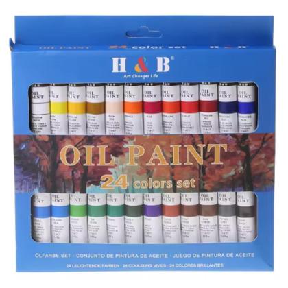 Imagem de Kit 24 Tintas Óleo Pintura Tela Bisnaga 12Ml Arte Artista