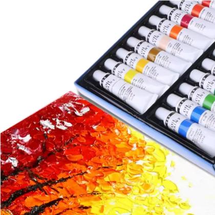 Imagem de Kit 24 Tintas Óleo Pintura Tela Bisnaga 12Ml Arte Artista