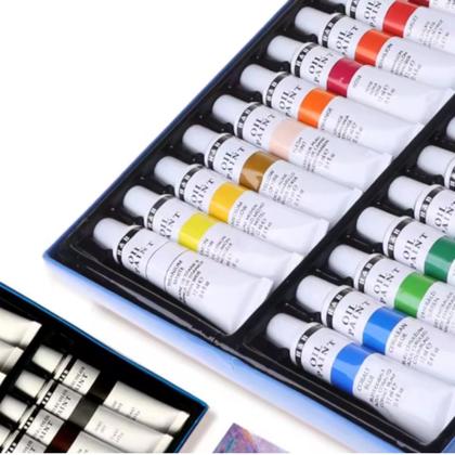 Imagem de Kit 24 Tintas Óleo Pintura Tela Bisnaga 12Ml Arte Artista
