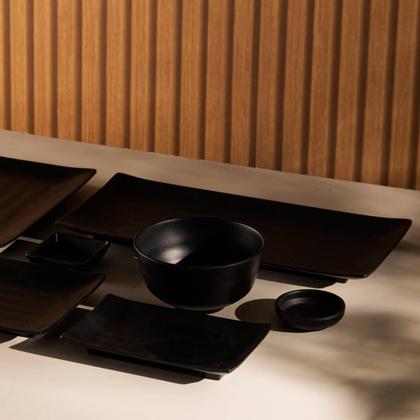 Imagem de Kit 24 Travessas para Servir Sushi Sashimi em Restaurante Japonês 35x16cm Melamina Retangulares Pretas