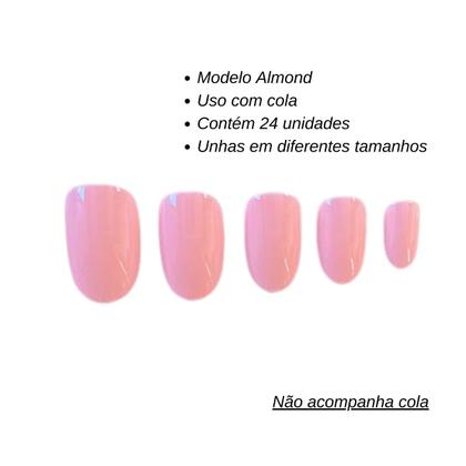 Imagem de Kit 24 Unhas Postiças Formato Almond Nude Claro Marco Boni