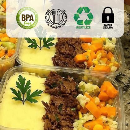 Imagem de Kit 24 Unid. Pote Plastico Descartável Com 500 ML Para Microondas Freezer - Marmita Fit