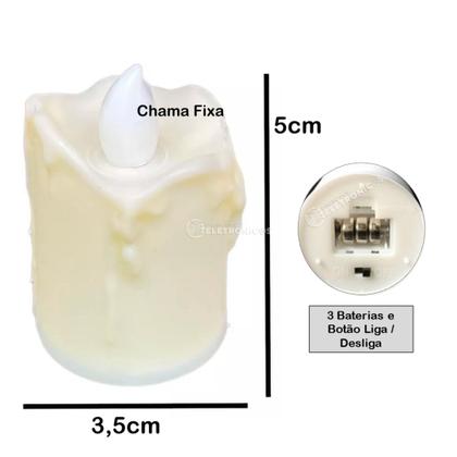 Imagem de KIT 24 Velas De Led Eletrônica Chama Viva Decoração Noite Romântica Namoro Casamento 30111