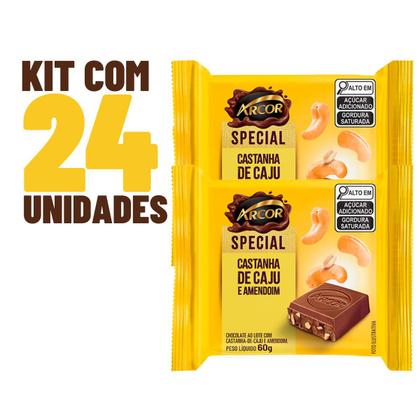 Imagem de Kit 24x De 60g Chocolate Ao Leite Arcor Special Castanha De Caju