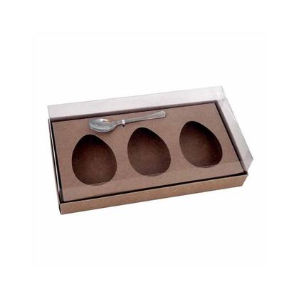 Imagem de Kit 25 Caixa Ovo de colher de acetato c/ Colher Kraft 100g Pascoa Embalagem - Lumipel