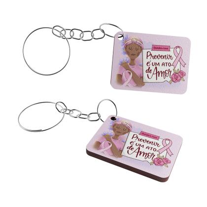 Imagem de Kit 25 Chaveiros MDF Outubro Rosa Conscientização Câncer de Mama