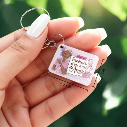 Imagem de Kit 25 Chaveiros MDF Outubro Rosa Conscientização Câncer de Mama