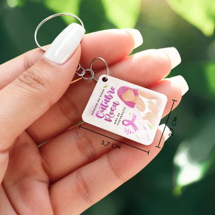Imagem de Kit 25 Chaveiros MDF Outubro Rosa Conscientização Câncer de Mama