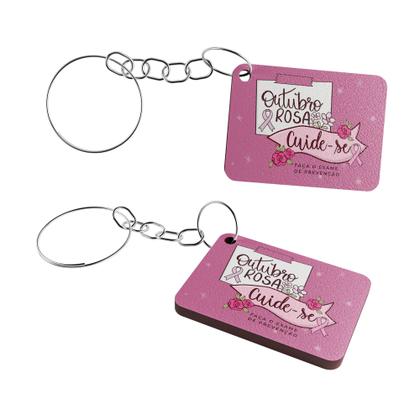 Imagem de Kit 25 Chaveiros MDF Outubro Rosa Conscientização Câncer de Mama