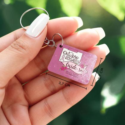 Imagem de Kit 25 Chaveiros MDF Outubro Rosa Conscientização Câncer de Mama