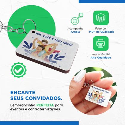 Imagem de Kit 25 Chaveiros para Lembrancinha do Dia dos Pais  MDF Branco