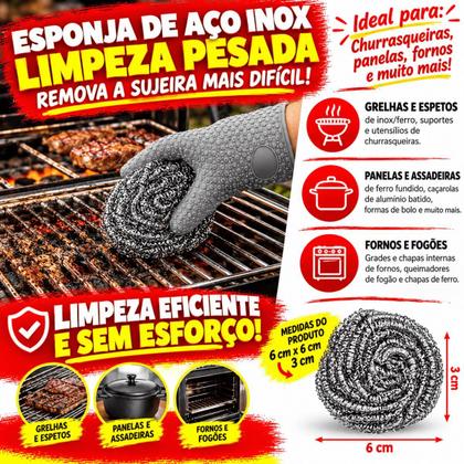Imagem de Kit 25 Esponja Aço Inox Não Enferruja Para Limpeza Pesada De Grelha Panelas e Assadeiras