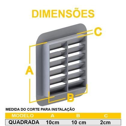 Imagem de Kit 25 Grades Ventilação 13x13cm Encaixe 10x10 Qualidade