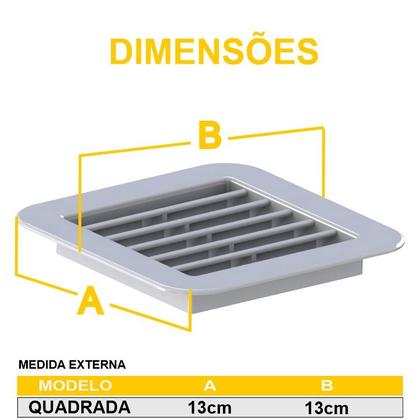 Imagem de Kit 25 Grades Ventilação 13x13cm Encaixe 10x10 Qualidade