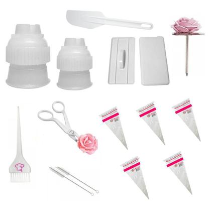 Imagem de Kit 25 Peças Confeitar Wilton Bicos + Tesoura + Armador + Adaptadores e Sacos
