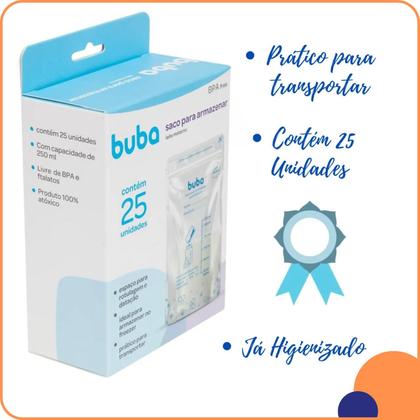 Imagem de Kit 25 Sacos Para Armazenar e Congelar Leite Materno - Buba