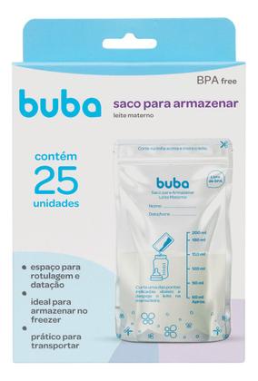 Imagem de Kit 25 Sacos Para Armazenar Leite Materno 200ml - Buba