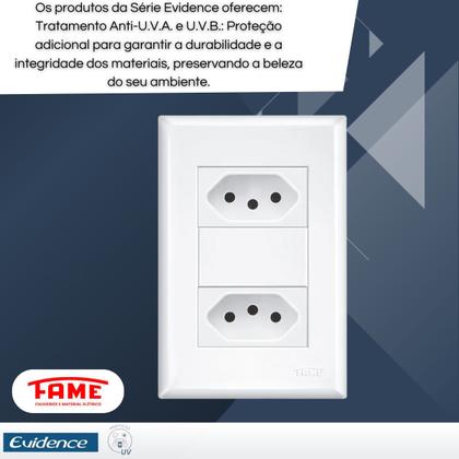 Imagem de Kit 25 Tomadas Dupla Padrão 2P+T Dist 4x2 10A Evidence Fame