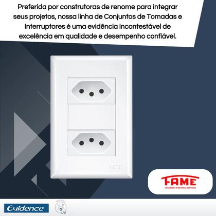 Imagem de Kit 25 Tomadas Dupla Padrão 2P+T Dist 4x2 10A Evidence Fame
