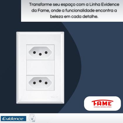Imagem de Kit 25 Tomadas Dupla Padrão 2P+T Dist 4x2 10A Evidence Fame