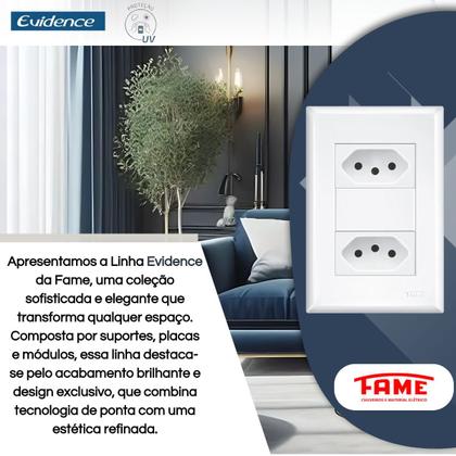 Imagem de Kit 25 Tomadas Dupla Padrão 2P+T Dist 4x2 10A Evidence Fame