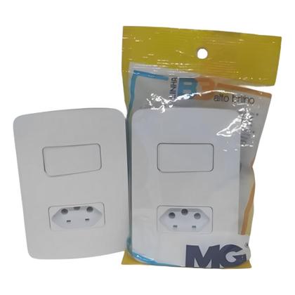 Imagem de Kit 25 Uni - MG B3 Conj 2P+T 10A + 1 Int Paralelo 10A Branco