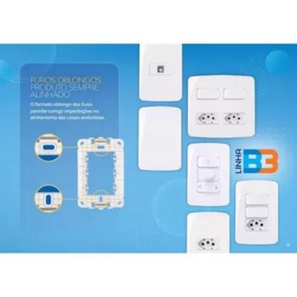 Imagem de Kit 25 unidades - mg b3 placa 4x2 1 posto horizontal branco (19420)