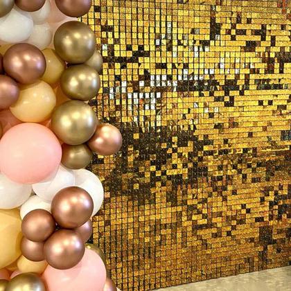 Imagem de Kit 25 Unidades Painel Decorativo Lantejoula Shimmer Wall Laser Ouro