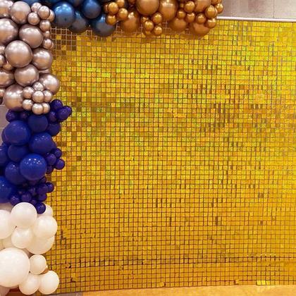 Kit 25 Unidades Painel Decorativo Lantejoula Shimmer Wall Laser Ouro - Open Star Imagem de Kit 25 Unidades Painel Decorativo Lantejoula Shimmer Wall Laser Ouro