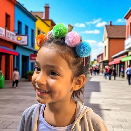 Imagem de Kit 25 xuxinha pompom menina rabico coloridos infantil