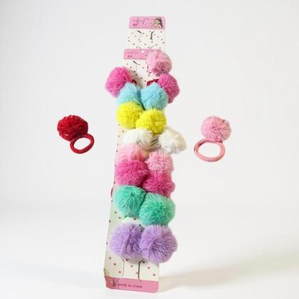 Imagem de Kit 25 xuxinha pompom menina rabico coloridos infantil