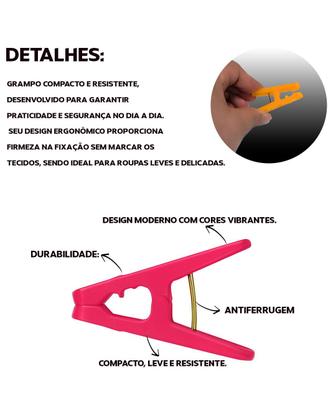 Imagem de Kit 250 Prendedor Roupa Grampo Pregador Resistente Colorido Reforçado Toalha Varal Plástico Estender