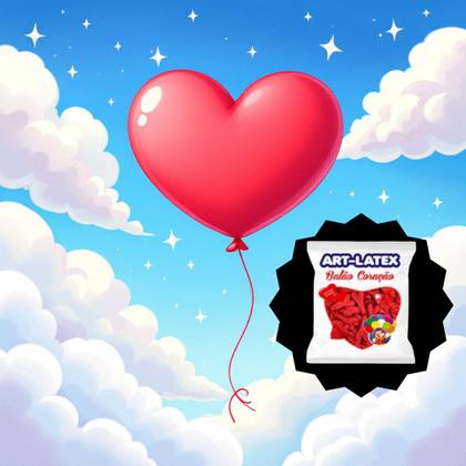 Imagem de Kit 25un Balão de coração de látex N12 vermelho 30 cm