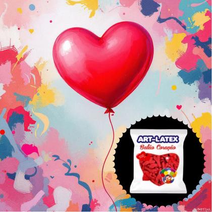 Imagem de Kit 25un Balão de coração de látex N12 vermelho 30 cm