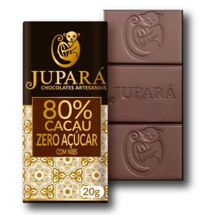 Imagem de Kit 26 Barras De Chocolates Jupará 80% Cacau Sem Açúcar Nibs