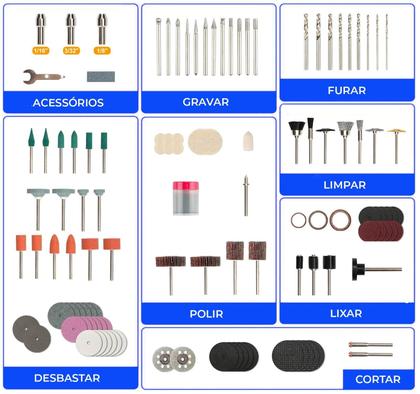 Imagem de Kit 276 Acessórios Para Micro Retífica Completo Profissional