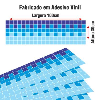 Imagem de Kit 28 Adesivos Piscina Azulejo Mosaico Quadriculado Azul 100x30cm