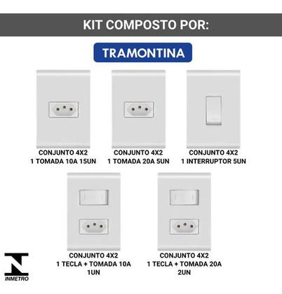 Imagem de Kit 28 Conjuntos Tomadas E Interruptores Tramontina Liz Completo