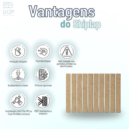 Imagem de Kit 28 Paineis Ripas Shiplap Mdf 3mm Decoração Moderna 3d