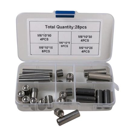 Imagem de Kit 28 porca espaçador extensor com rosca inox m6 5 tamanhos