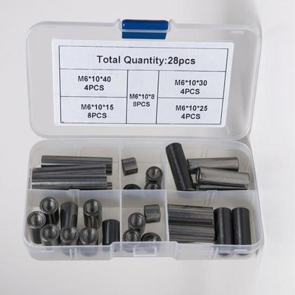 Imagem de Kit 28 Porca Espaçador Extensor Com Rosca Inox M6 5 Tamanhos