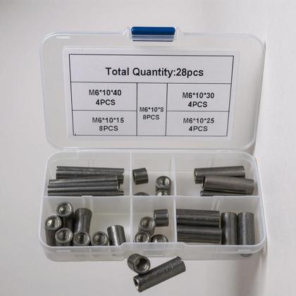 Imagem de Kit 28 Porca Espaçador Extensor Com Rosca Inox M6 5 Tamanhos