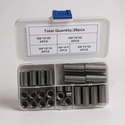 Imagem de Kit 28 porca espaçador extensor com rosca inox m8 5 tamanhos